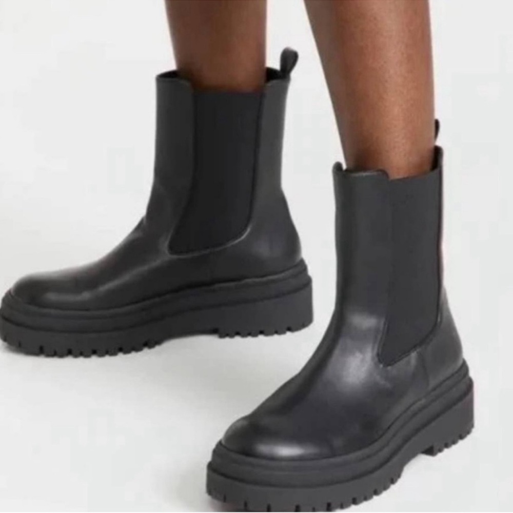 NWOT Good American Combat Chelsea Boots Sz 8 | Good American Combat Black Boots- - Picture 4 of 11